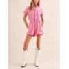 imageCicy Bell Womens Summer Short Denim Jumpsuit Jean Rompers Zip Up Elastic Waist Casual PlaysuitPink