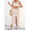imageCicy Bell Womens Summer Striped Two Piece Skirt Set Sleeveless Cropped Tank Top and Slit Midi Skirts Knit Sweater SetsApricot