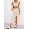 imageCicy Bell Womens Summer Striped Two Piece Skirt Set Sleeveless Cropped Tank Top and Slit Midi Skirts Knit Sweater SetsApricot