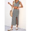 imageCicy Bell Womens Summer Striped Two Piece Skirt Set Sleeveless Cropped Tank Top and Slit Midi Skirts Knit Sweater SetsBlack