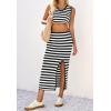imageCicy Bell Womens Summer Striped Two Piece Skirt Set Sleeveless Cropped Tank Top and Slit Midi Skirts Knit Sweater SetsBlack