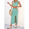 imageCicy Bell Womens Summer Striped Two Piece Skirt Set Sleeveless Cropped Tank Top and Slit Midi Skirts Knit Sweater SetsGreen