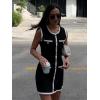 imageCicy Bell Womens Summer Work Business Knit Dress Casual Button Color Block Crewneck Bodycon Sleeveless Mini DressesBlack