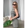 imageCicy Bell Womens Summer Work Business Knit Dress Casual Button Color Block Crewneck Bodycon Sleeveless Mini DressesGrey