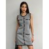 imageCicy Bell Womens Summer Work Business Knit Dress Casual Button Color Block Crewneck Bodycon Sleeveless Mini DressesGrey