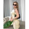 imageCicy Bell Womens Summer Work Business Knit Dress Casual Button Color Block Crewneck Bodycon Sleeveless Mini DressesKhaki