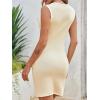 imageCicy Bell Womens Summer Work Business Knit Dress Casual Button Color Block Crewneck Bodycon Sleeveless Mini DressesKhaki