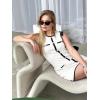 imageCicy Bell Womens Summer Work Business Knit Dress Casual Button Color Block Crewneck Bodycon Sleeveless Mini DressesWhite