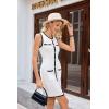 imageCicy Bell Womens Summer Work Business Knit Dress Casual Button Color Block Crewneck Bodycon Sleeveless Mini DressesWhite