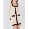 imageCicy Bell Womens Sweater Mini Dress Long Sleeve Knitted Bodycon Elegant Business Formal DressesBeige