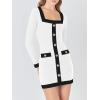 imageCicy Bell Womens Sweater Mini Dress Long Sleeve Knitted Bodycon Elegant Business Formal DressesWhite