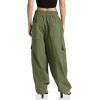 imageCicy Bell Womens Wide Leg Cargo Pants Baggy Smocked Waist Fashion Pants with PocketsArmy Green