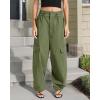 imageCicy Bell Womens Wide Leg Cargo Pants Baggy Smocked Waist Fashion Pants with PocketsArmy Green
