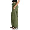 imageCicy Bell Womens Wide Leg Cargo Pants Baggy Smocked Waist Fashion Pants with PocketsArmy Green