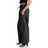 imageCicy Bell Womens Wide Leg Cargo Pants Baggy Smocked Waist Fashion Pants with PocketsBlack