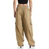 imageCicy Bell Womens Wide Leg Cargo Pants Baggy Smocked Waist Fashion Pants with PocketsKhaki
