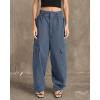 imageCicy Bell Womens Wide Leg Cargo Pants Baggy Smocked Waist Fashion Pants with PocketsNavy