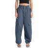 imageCicy Bell Womens Wide Leg Cargo Pants Baggy Smocked Waist Fashion Pants with PocketsNavy