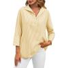 imageCicy Bell Womens Work Blouse Striped Button Down Shirts V Neck 34 Sleeve Dressy Casual TopsBeige Yellow