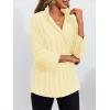imageCicy Bell Womens Work Blouse Striped Button Down Shirts V Neck 34 Sleeve Dressy Casual TopsBeige Yellow