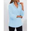 imageCicy Bell Womens Work Blouse Striped Button Down Shirts V Neck 34 Sleeve Dressy Casual TopsBlue