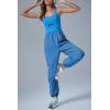 imageCicy Bell Womens Workout Athletic Jumpsuits Activewear Yoga Running Cross Back Long Pants Romper with PocketsBlue