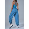 imageCicy Bell Womens Workout Athletic Jumpsuits Activewear Yoga Running Cross Back Long Pants Romper with PocketsBlue