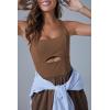 imageCicy Bell Womens Workout Athletic Jumpsuits Activewear Yoga Running Cross Back Long Pants Romper with PocketsCoffee