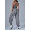 imageCicy Bell Womens Workout Athletic Jumpsuits Activewear Yoga Running Cross Back Long Pants Romper with PocketsGrey