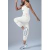 imageCicy Bell Womens Workout Athletic Jumpsuits Activewear Yoga Running Cross Back Long Pants Romper with PocketsWhite
