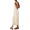 imageCicy Bell Womens Workout Casual Jumpsuits Sleeveless Zip Up Back Wide Leg Long Pants Romper with PocketsBeige