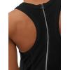 imageCicy Bell Womens Workout Casual Jumpsuits Sleeveless Zip Up Back Wide Leg Long Pants Romper with PocketsBlack