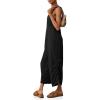 imageCicy Bell Womens Workout Casual Jumpsuits Sleeveless Zip Up Back Wide Leg Long Pants Romper with PocketsBlack