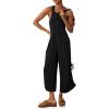 imageCicy Bell Womens Workout Casual Jumpsuits Sleeveless Zip Up Back Wide Leg Long Pants Romper with PocketsBlack