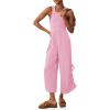 imageCicy Bell Womens Workout Casual Jumpsuits Sleeveless Zip Up Back Wide Leg Long Pants Romper with PocketsPink