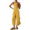 imageCicy Bell Womens Workout Casual Jumpsuits Sleeveless Zip Up Back Wide Leg Long Pants Romper with PocketsYellow