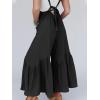 imageCicy Belll Womens Wide Leg Ruffle Jumpsuits Open Back Summer Casual Boho Long Pants RompersBlack
