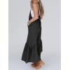 imageCicy Belll Womens Wide Leg Ruffle Jumpsuits Open Back Summer Casual Boho Long Pants RompersBlack