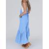 imageCicy Belll Womens Wide Leg Ruffle Jumpsuits Open Back Summer Casual Boho Long Pants RompersBlue