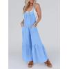 imageCicy Belll Womens Wide Leg Ruffle Jumpsuits Open Back Summer Casual Boho Long Pants RompersBlue