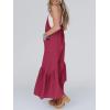 imageCicy Belll Womens Wide Leg Ruffle Jumpsuits Open Back Summer Casual Boho Long Pants RompersBurgundy