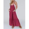 imageCicy Belll Womens Wide Leg Ruffle Jumpsuits Open Back Summer Casual Boho Long Pants RompersBurgundy