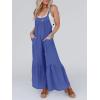 imageCicy Belll Womens Wide Leg Ruffle Jumpsuits Open Back Summer Casual Boho Long Pants RompersDark Blue