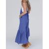 imageCicy Belll Womens Wide Leg Ruffle Jumpsuits Open Back Summer Casual Boho Long Pants RompersDark Blue