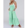 imageCicy Belll Womens Wide Leg Ruffle Jumpsuits Open Back Summer Casual Boho Long Pants RompersGreen