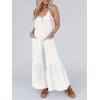 imageCicy Belll Womens Wide Leg Ruffle Jumpsuits Open Back Summer Casual Boho Long Pants RompersWhite