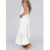 imageCicy Belll Womens Wide Leg Ruffle Jumpsuits Open Back Summer Casual Boho Long Pants RompersWhite