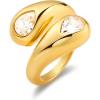 imageCicy Bell 18k Gold Plated Chunky Statement Rings for Women Teardrop Cubic Zirconia Trendy Delicate Band Rings Gifts for HerGold