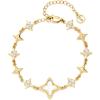 imageCicy Bell Womens 18k Gold Plated White Shell Cubic Zirconia Square Cross Adjustable Chain Link Bracelets 669quot with 2quot ExtenderStyle AGold