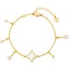 imageCicy Bell Womens 18k Gold Plated White Shell Cubic Zirconia Square Cross Adjustable Chain Link Bracelets 669quot with 2quot ExtenderStyle BGold